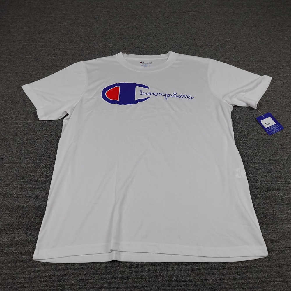 Champion Shirt Mens XL White Short Sleeve Graphic Logo Athletic Performance Tee